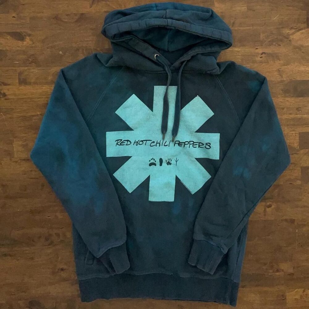 Red Hot Chili Peppers Asterisk Logo Hoodie Blue Tie Dye Band Merch Medium M